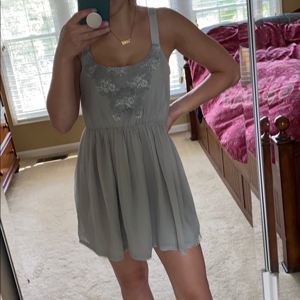 Gray Urban Outfitters embroidered dress